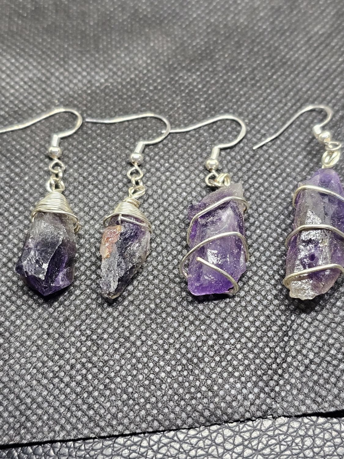 amethyst earrings silver wrapped