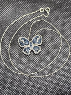 blue diam butterfly necklace
