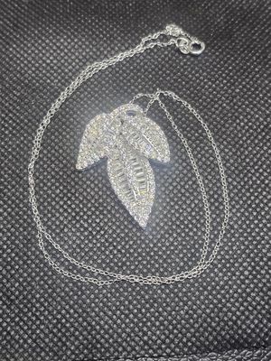 Rhodium plated leaf necklace