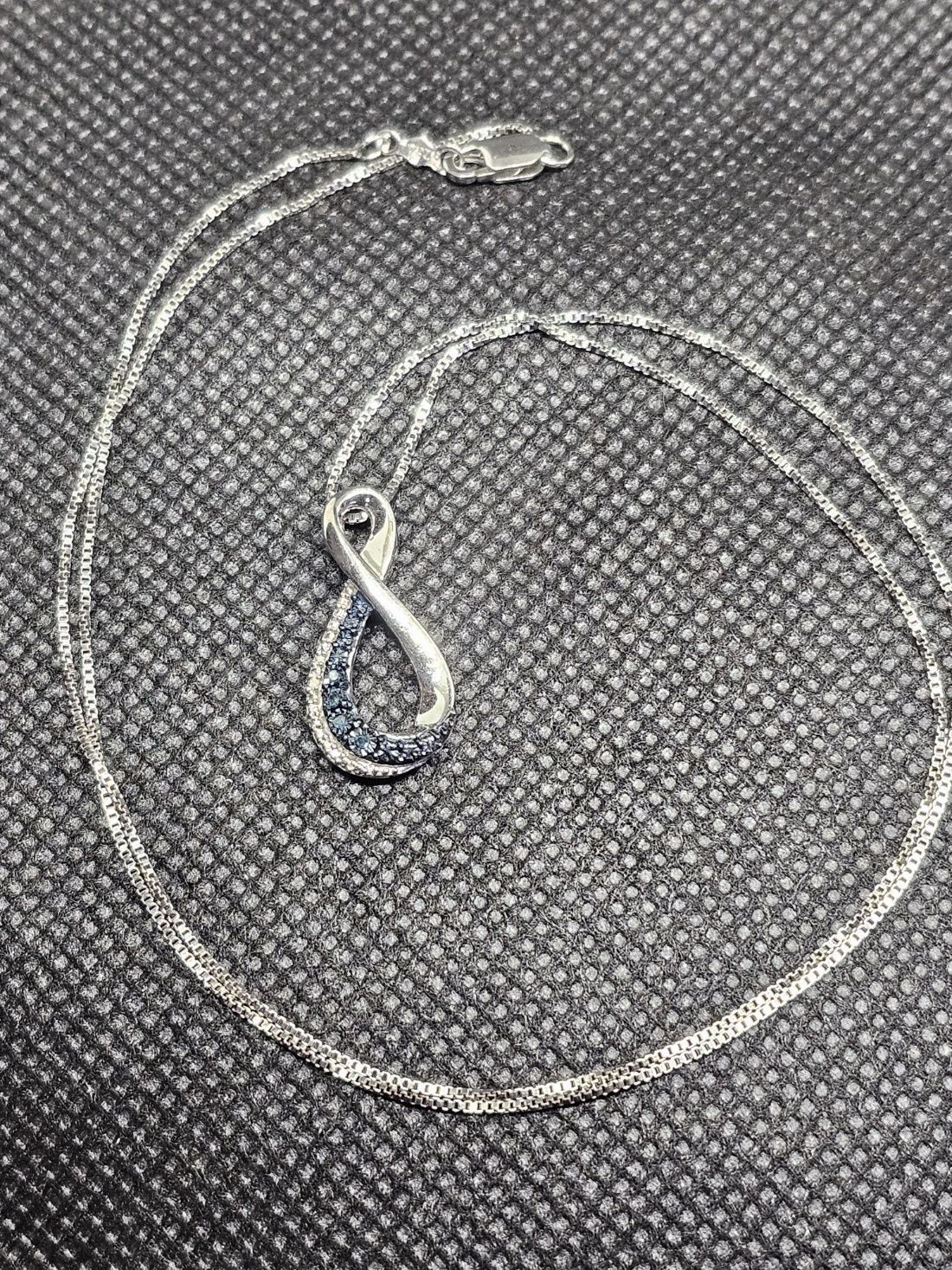blue and white diamond infinity necklace