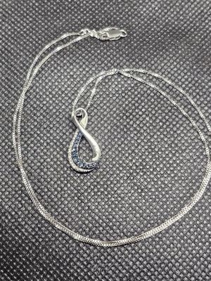 blue and white diamond infinity necklace