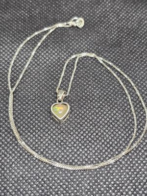 opal heart natural necklace