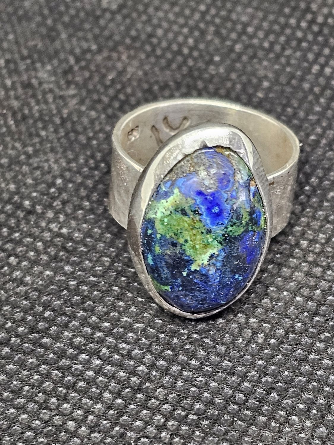 silver azurite ring size 7