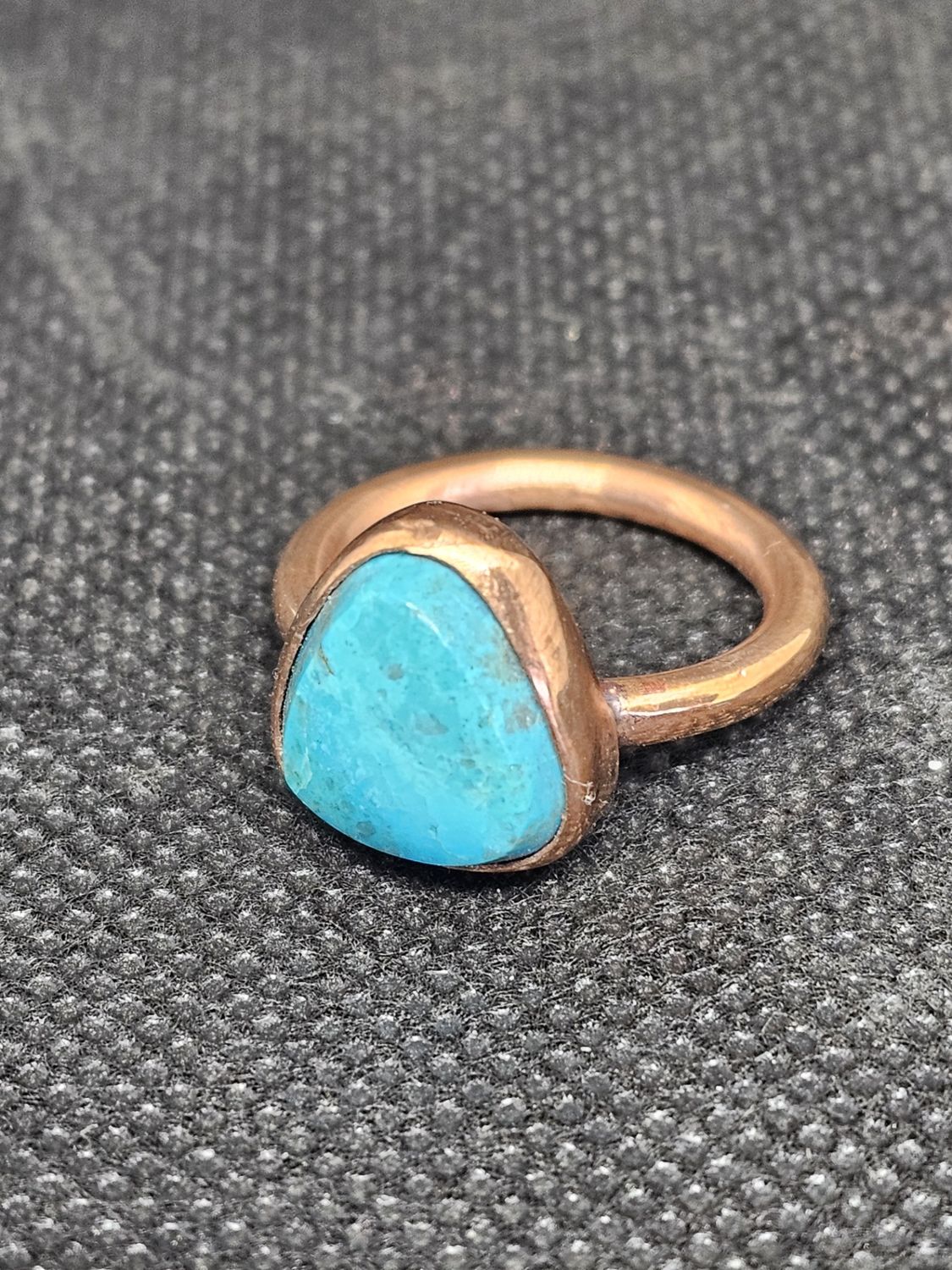 6 copper turquoise ring
