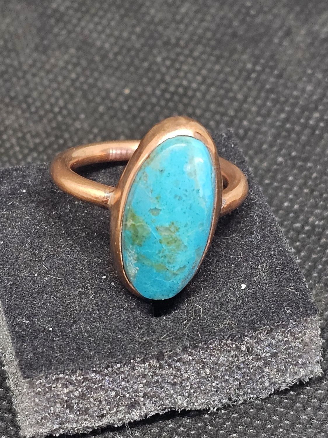 8 copper turquoise ring