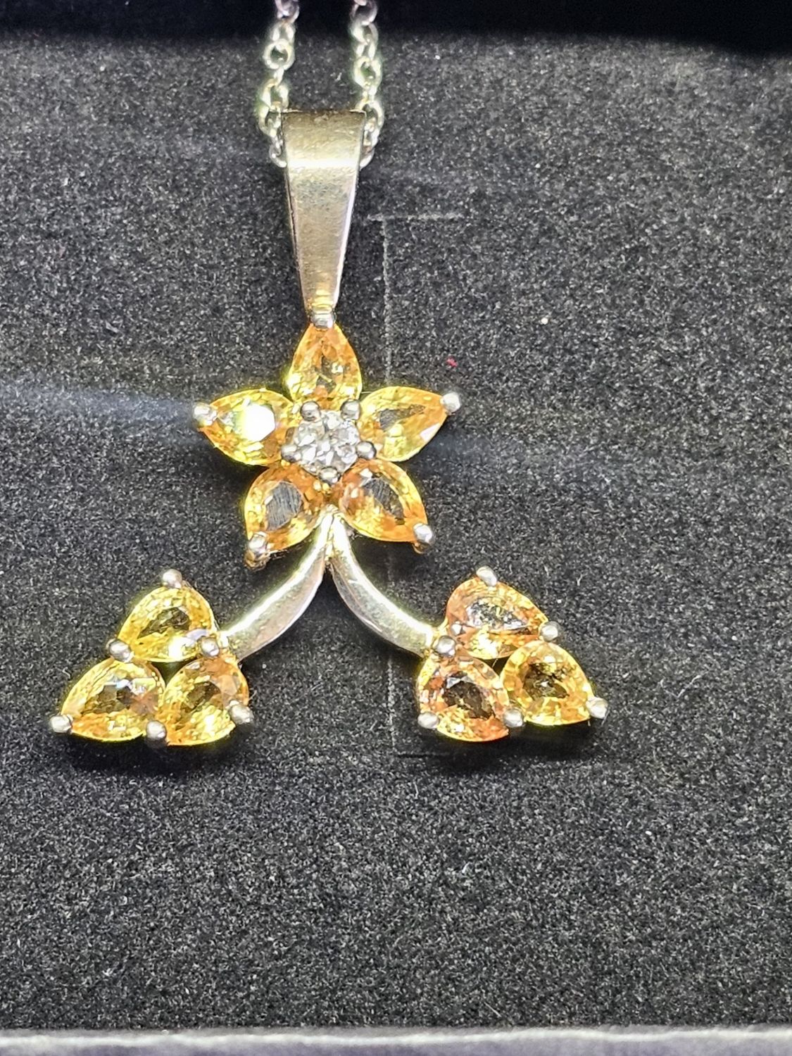 #9 925 citrine triad necklace