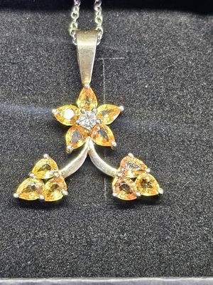 #9 925 citrine triad necklace