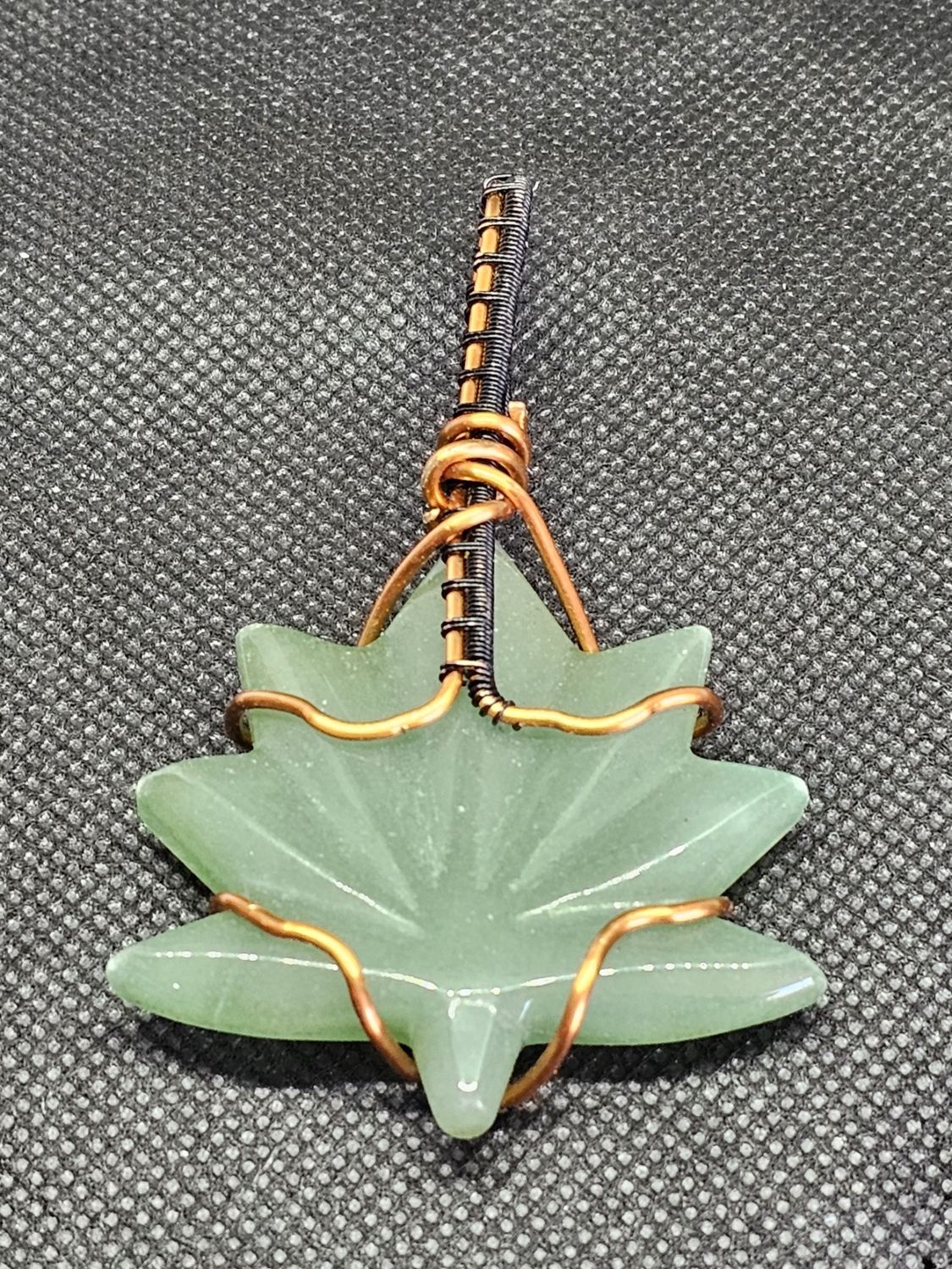 #5 apatite green leaf wire wrap