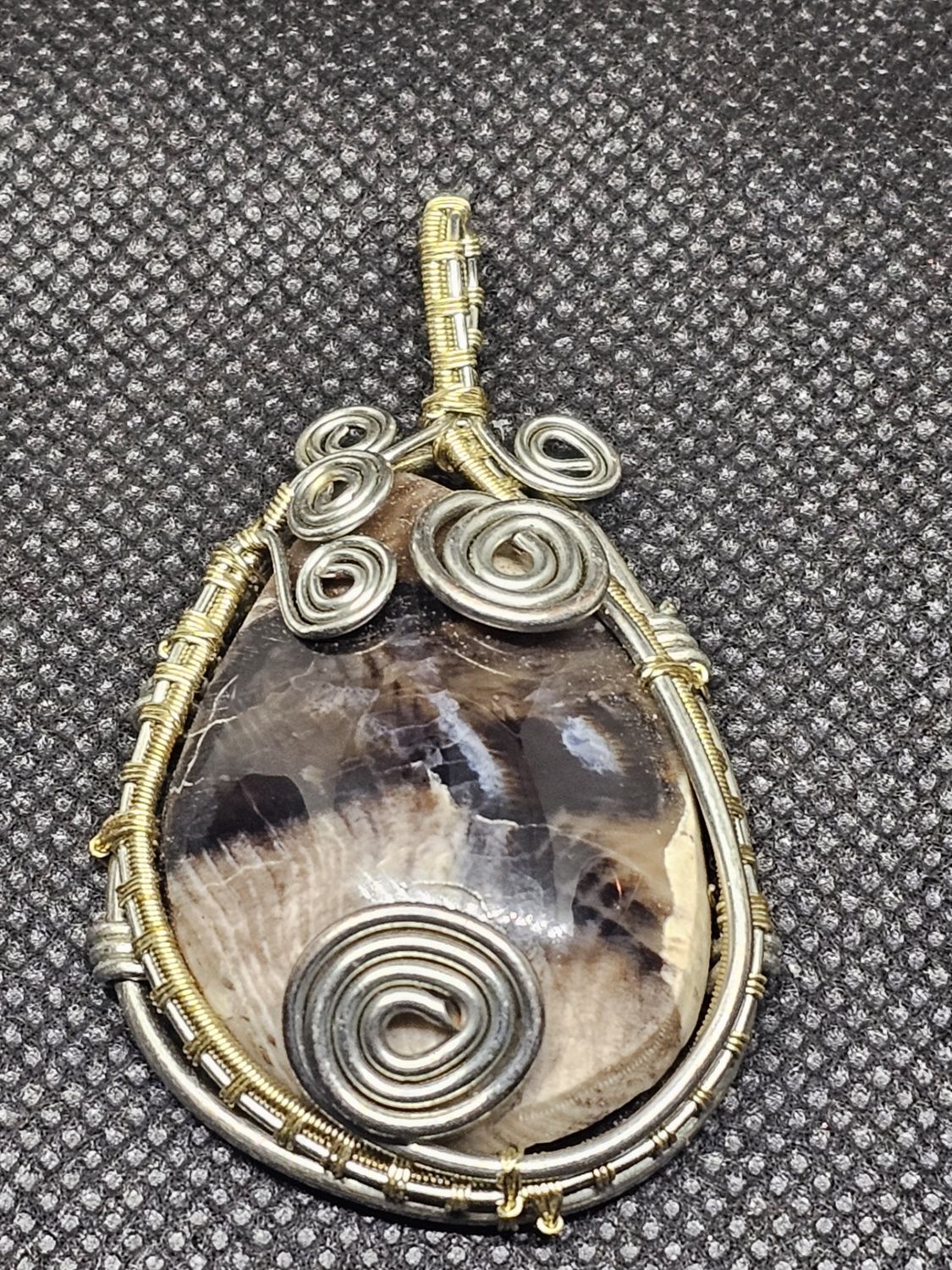 #19 petrified wood wire wrap