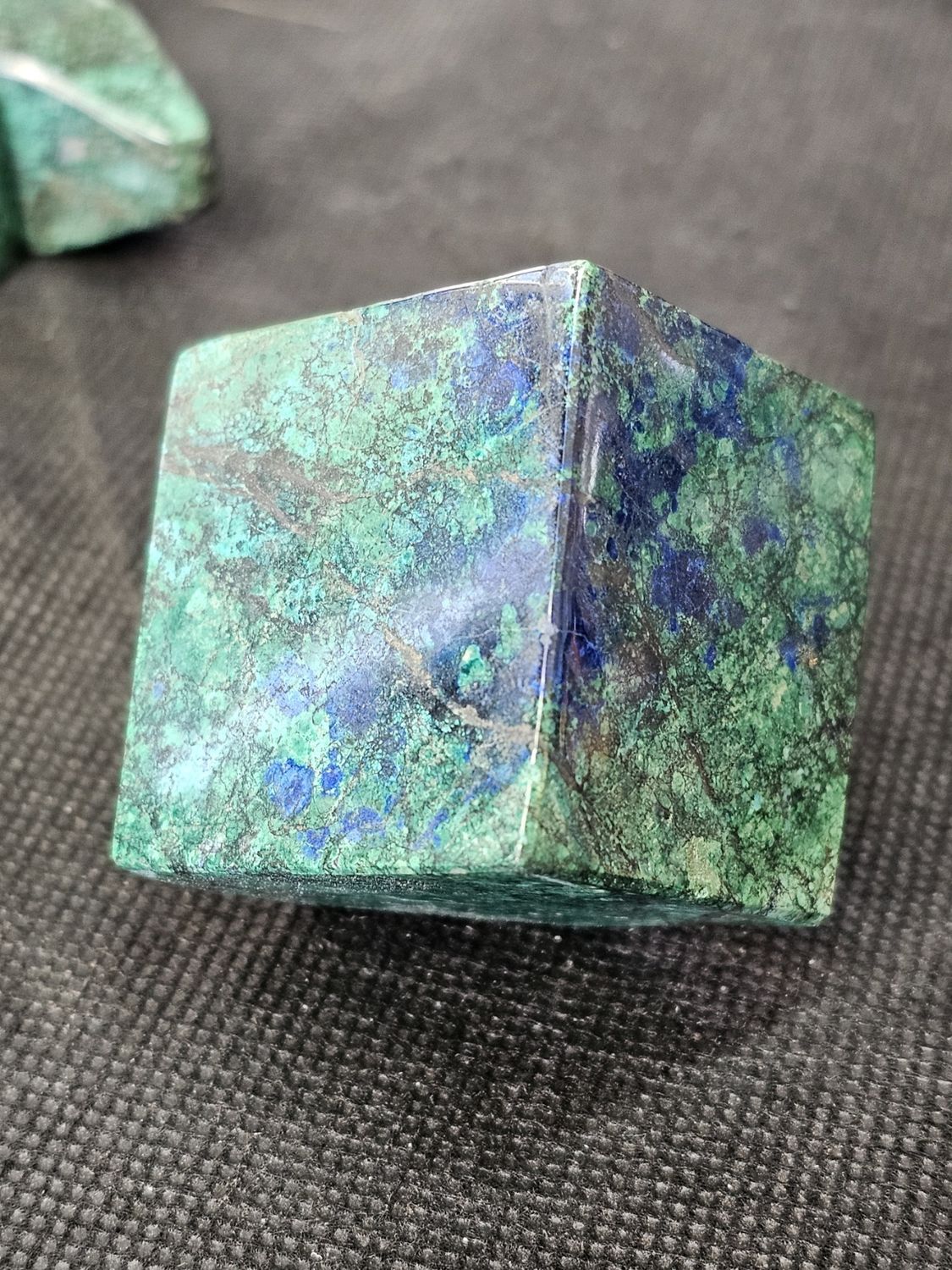 large azurite chrysocolla cube