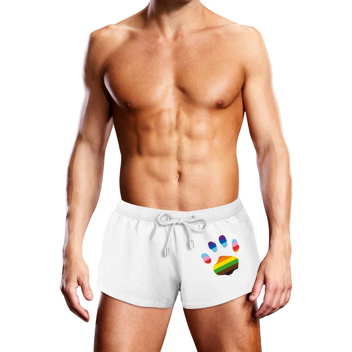 PR-S Swim Trunk Oversized Paw, Color: White, Size: Small
