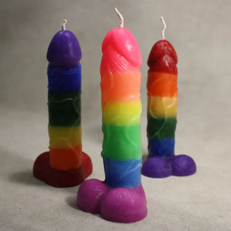 Rainbow Penis Candle