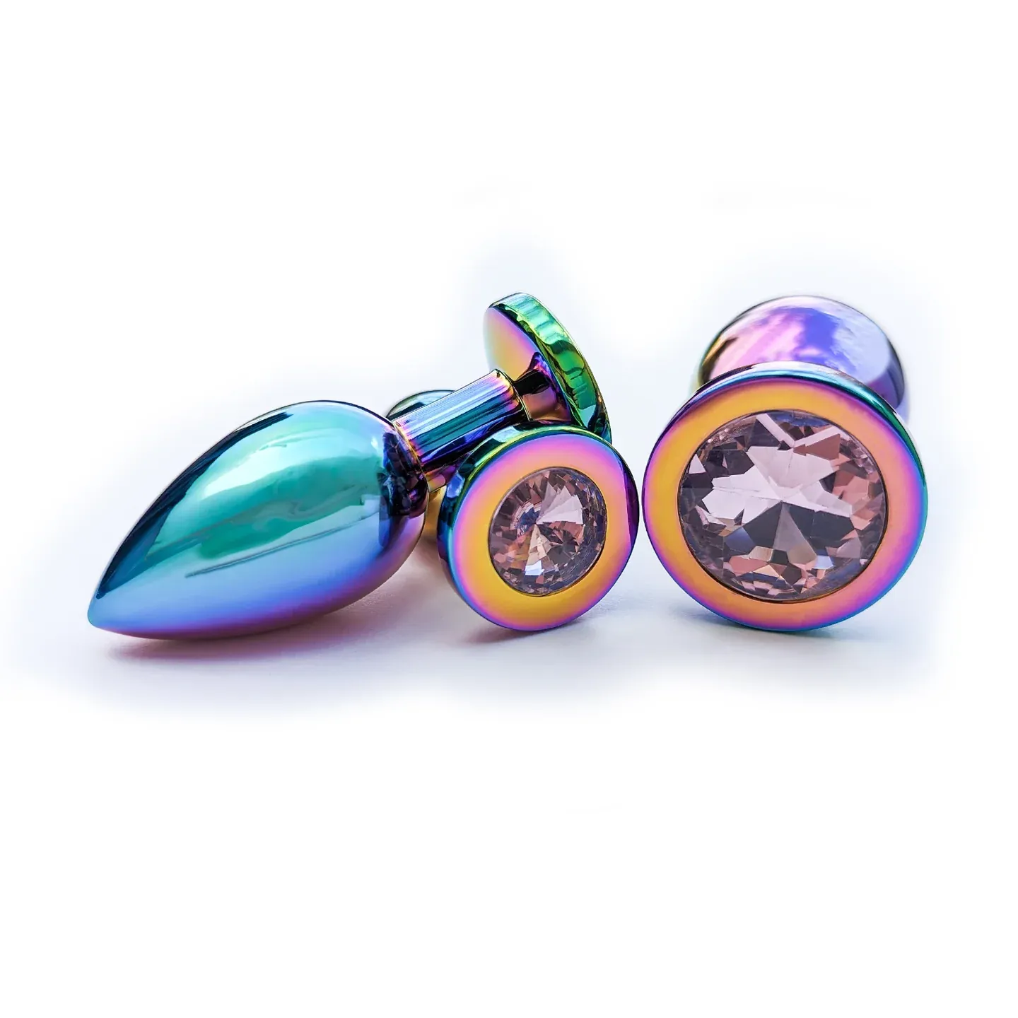 3242 Stainless Rainbow Butt Plug Small