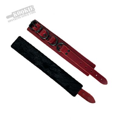 5539 Fleece-Lined Leather D-Ring Wrist Restraints, Color: Burgundy