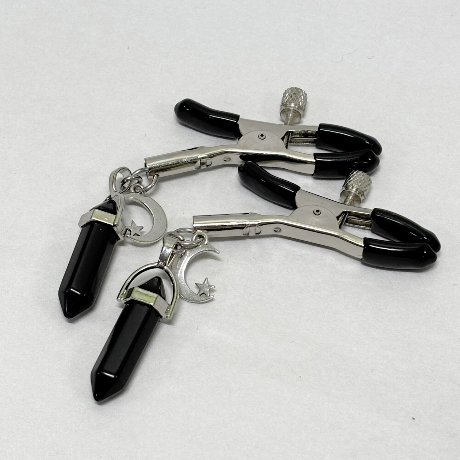 Moon Black Crystal Nip Clamp