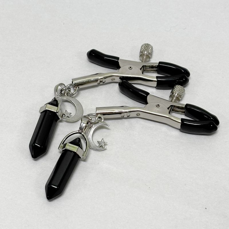 Moon Black Crystal Nip Clamp