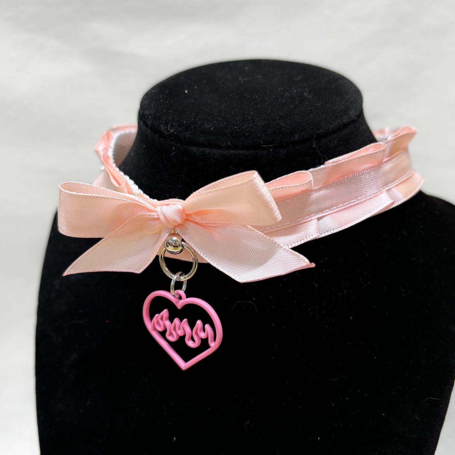 Satin Choker, Color: Pink Fire