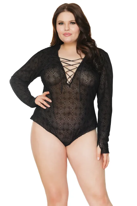 21318X Sleeved Romper Black OS/XL