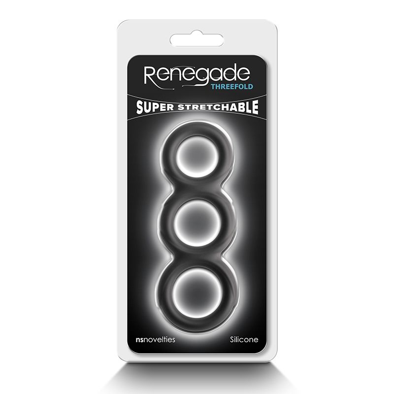 NSN1112-43 Threefold Cock &amp; Ball Ring Black