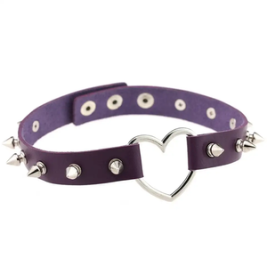 LHC-7 Spike Heart Collar Purple