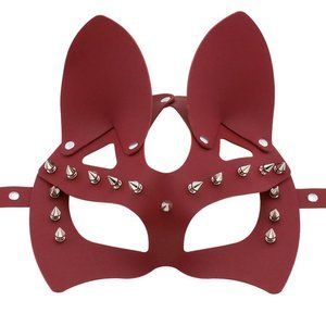 Studded Face Mask, Color: Wine Red