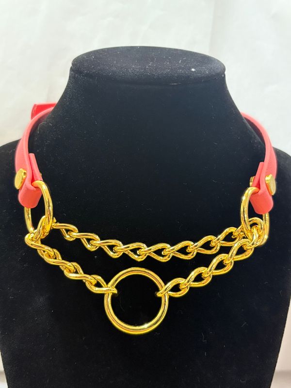 Biothane 1/2in Collar Coral/Gold Round