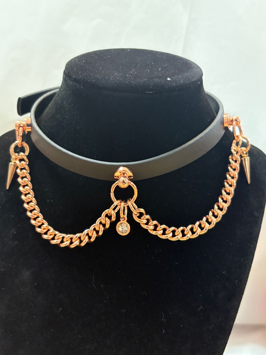 Biothane 1/2in Collar Black/Rose Gold