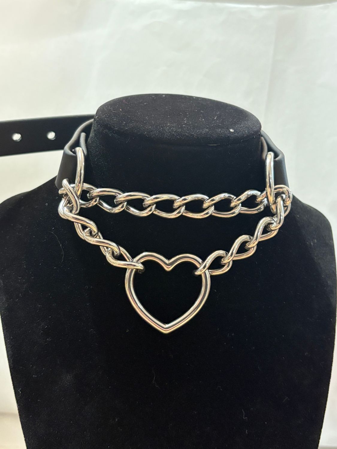 Biothane 3/4in Collar Black/Silver Heart