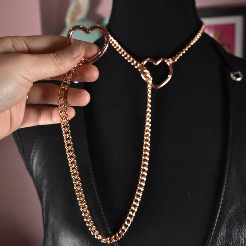 Long Slip Chain Rose Gold Heart