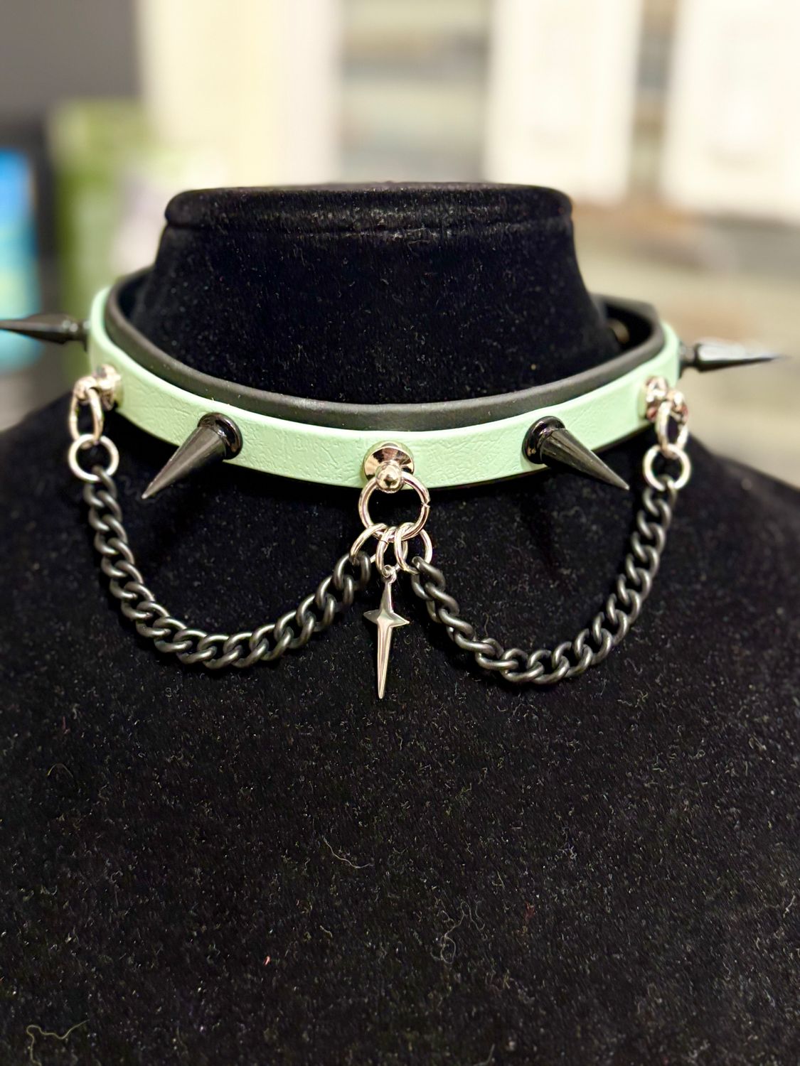 Locking Biothane Collar Sage/Black Spike