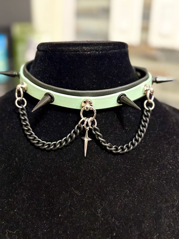 Locking Biothane Collar Sage/Black Spike