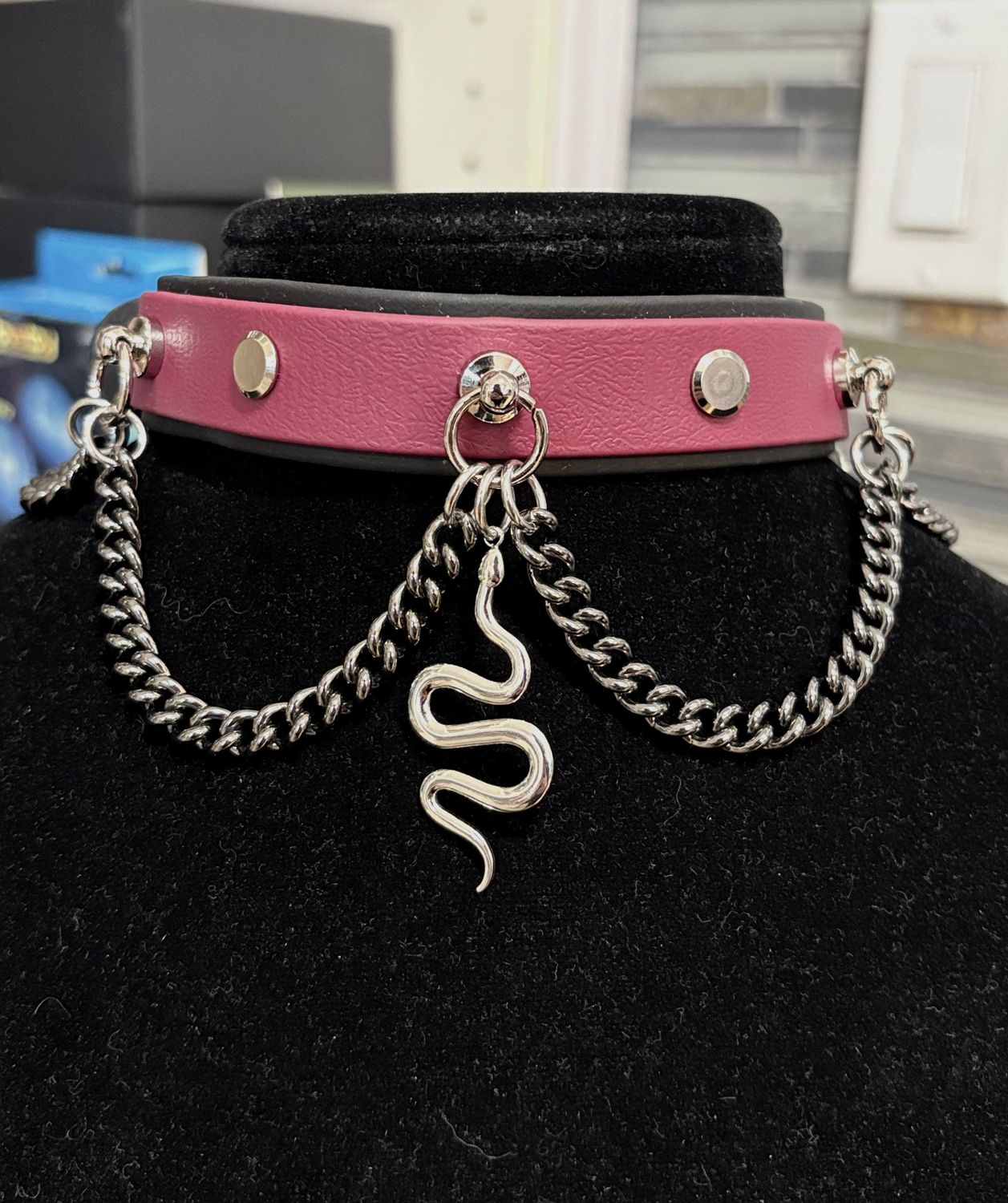 Locking Biothane Collar Black/Burgundy