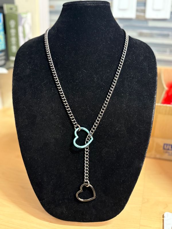 Long Slip Chain Black/Black/Teal Heart