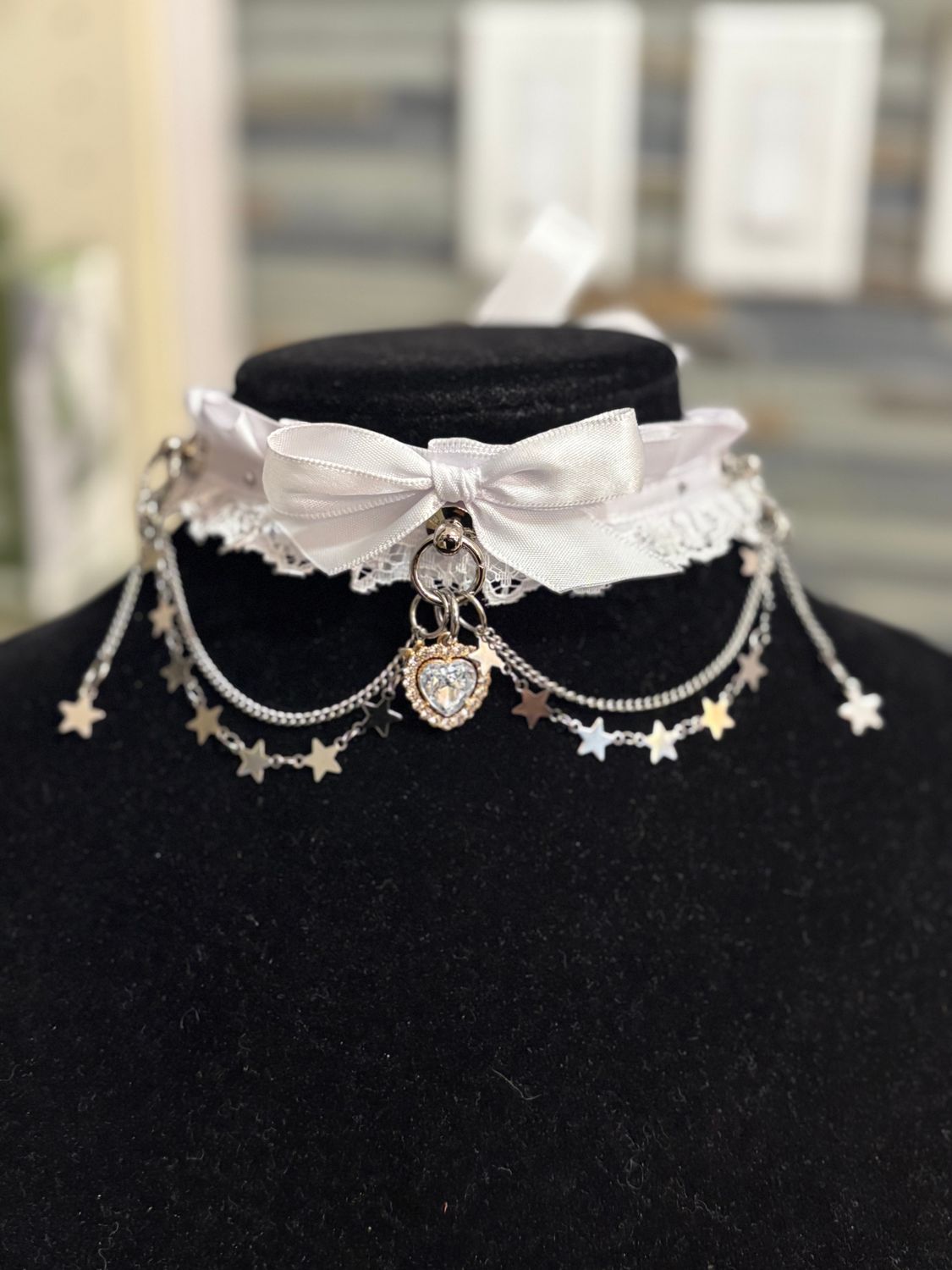 Tie Up Lace Bridal Collar Silver Star