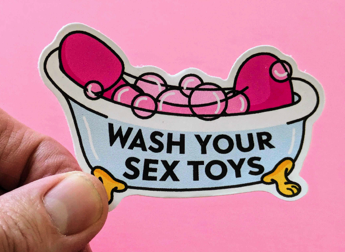 558 &quot;Wash Your Sex Toys&quot; Sticker