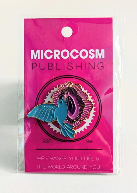 Hummingbird Pollinating Flower Pin