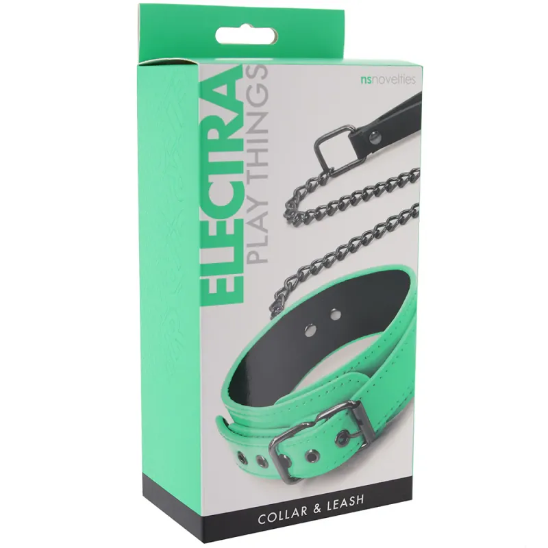 ZZNSN-1310-18 Electra Play Things Collar &amp; Leash Neon Green