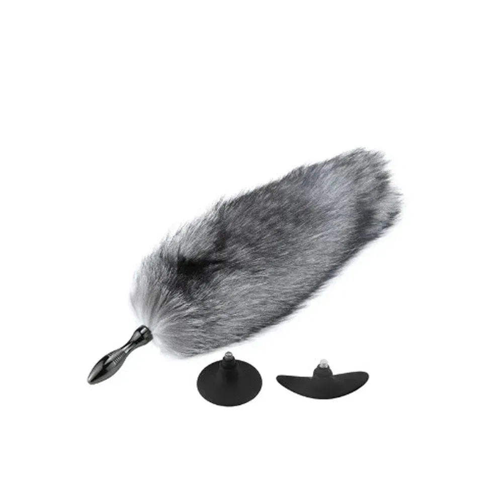 PE-119-SSSP-GRY Black/Grey Fox Tail Small