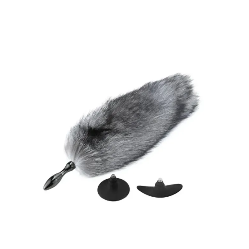 PE-119-SSSP-GRY Black/Grey Fox Tail Small