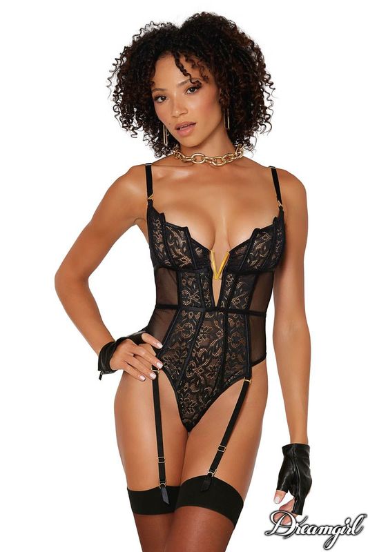 DG12765 Fishnet Garter Teddy
