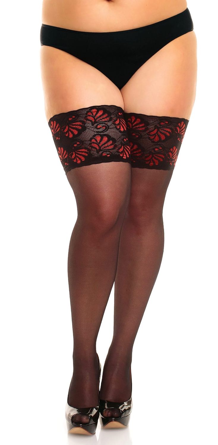 50111 Deluxe Stay Ups, Size: Medium, Color: Black/Red