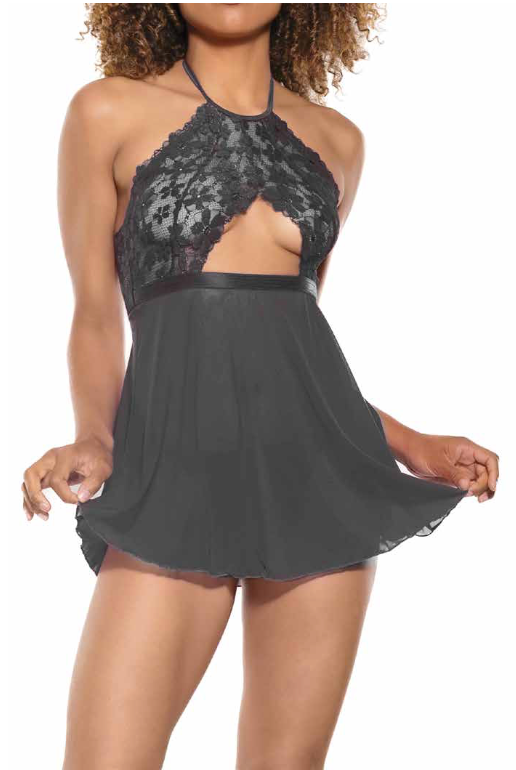 23112-BLK Babydoll &amp; G-String