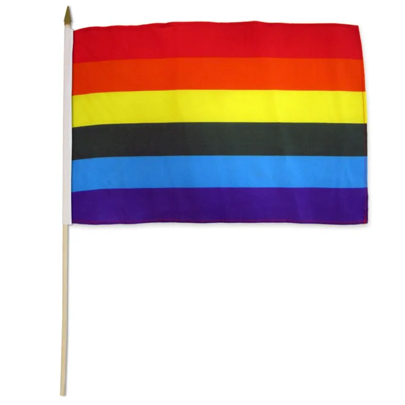 RFST1218 Rainbow Stick Flag 12&quot;x18&quot;