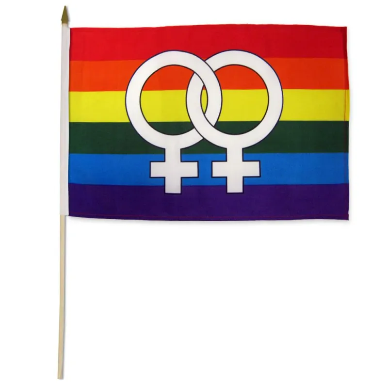 RFSTVENUS Rainbow Double Venus Stick Flag 12&quot;x18&quot;