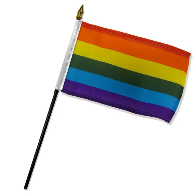 RFST46 Rainbow Stick Flag 4&quot;x6&quot;