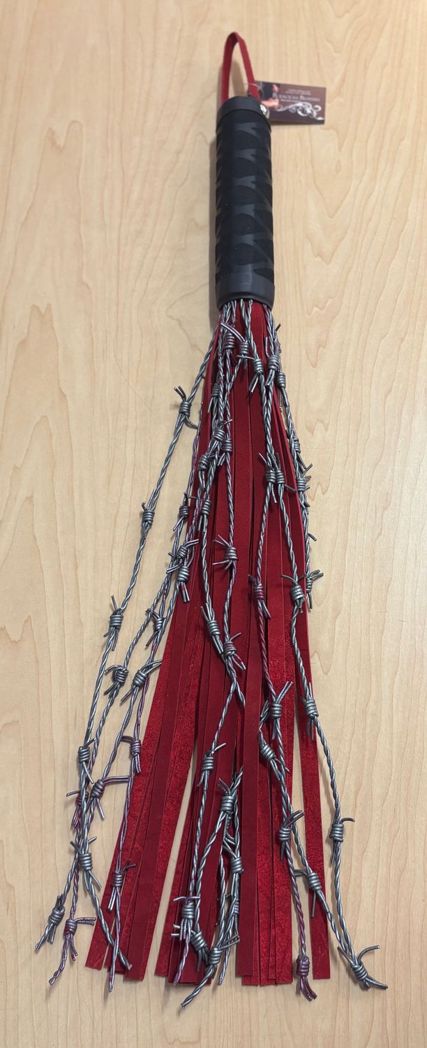 Grey Leather Barbed Falls Flogger