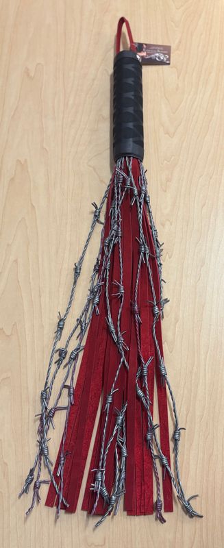 Grey Leather Barbed Falls Flogger