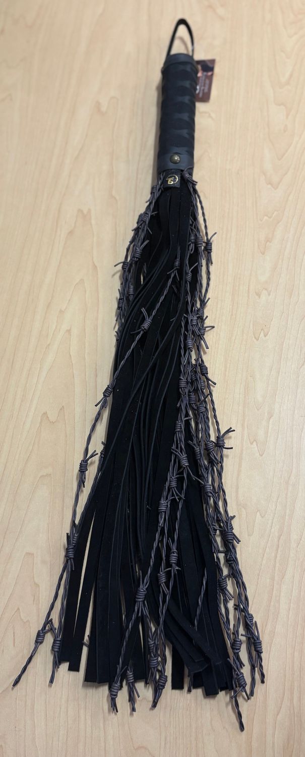 Grey Leather Barbed Falls Flogger