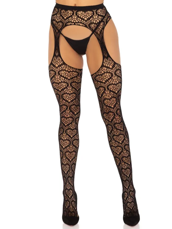 LA-1958 Heart Net Suspender Pantyhose