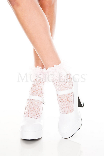 ML515 Heart Ankle Sock White OS